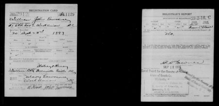 WWI Draft Registration Card of William John Lawrence