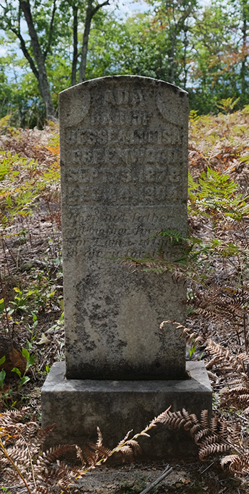 A headstone for Ada Greenwood (1878-1904).