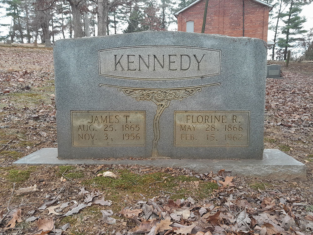 The graves of Reverend James Thomas Kennedy and his wife, Florine Kyer Kennedy in Violet Hill Cemetery, Asheville, North Carolina.
